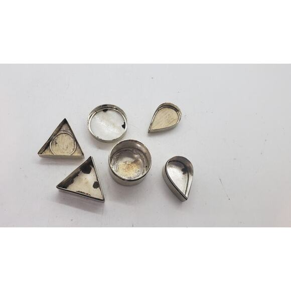 Vintage Silver Trinket Jewelry Pill Stash Box Set Shell Inlay Geometric 3 pcs - Picture 5 of 10